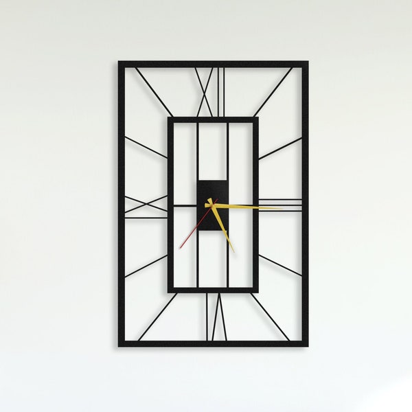 Metal Wall Decor, Metal Wall Art, Rectangle Design Metal Wall Clock, Interior Decoration, Wall Decoration, Home Metal Decor, Metal Art Decor