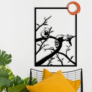 Metal Wall Art, Red Panda Wall Decor, Animal Wall Decor, Wall Hangings, Geometric Wall Art, Little Panda Wall Art, Gift for Her, Gift Table