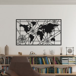 Carte du monde 金属製装飾壁画 金属製装飾壁画 アート装飾 金属製装飾壁画 (98 x 55 cm) (39x22 プース)