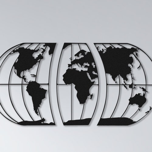 Metal World Map Metal Wall Decor Art Work World Map Wall Etsy