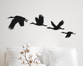 Metal Bird Wall Art Set: Geometric Flying Birds, Home Decor