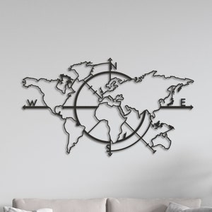 Väggkonst med världskarta i metall: Modern heminredning (97 x 56 cm)