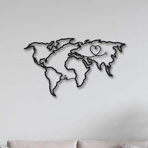 Metall Weltkarte Wandkunst, Weltkarte Kompass Kontinent, Metall Wanddekor, Innendekoration, Wandbehänge, Büro Dekor, Home Art Decor