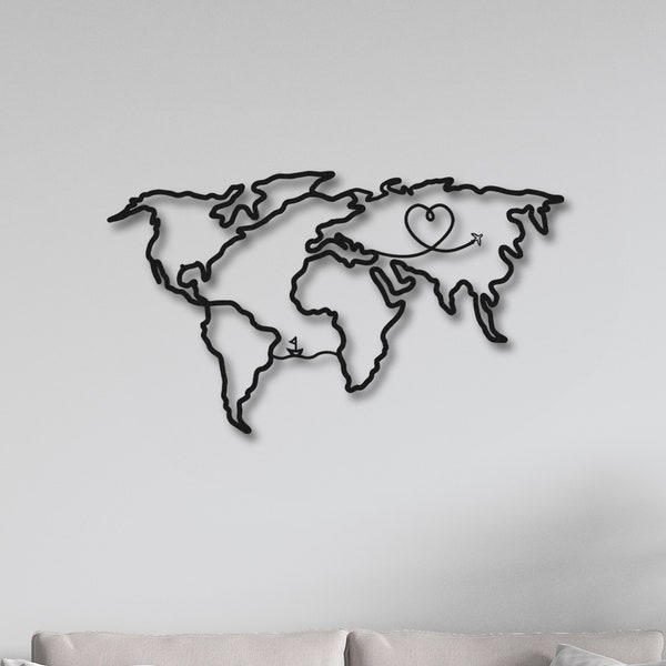 Metal World Map Wall Art, Mapa mundial Brújula Continente, Decoración de pared de metal, Decoración de interiores, Colgantes de pared, Decoración de oficina, Decoración de arte del hogar