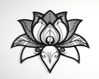 Metal Lotus Flower Wall Art: Bohemian Mandala Decor