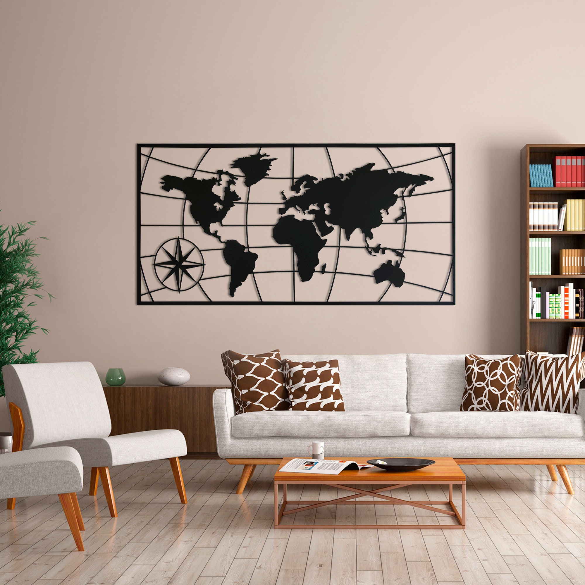 XL World Map Décor Métal Décor Mural Art Décor 3D Mural Décor Etsy