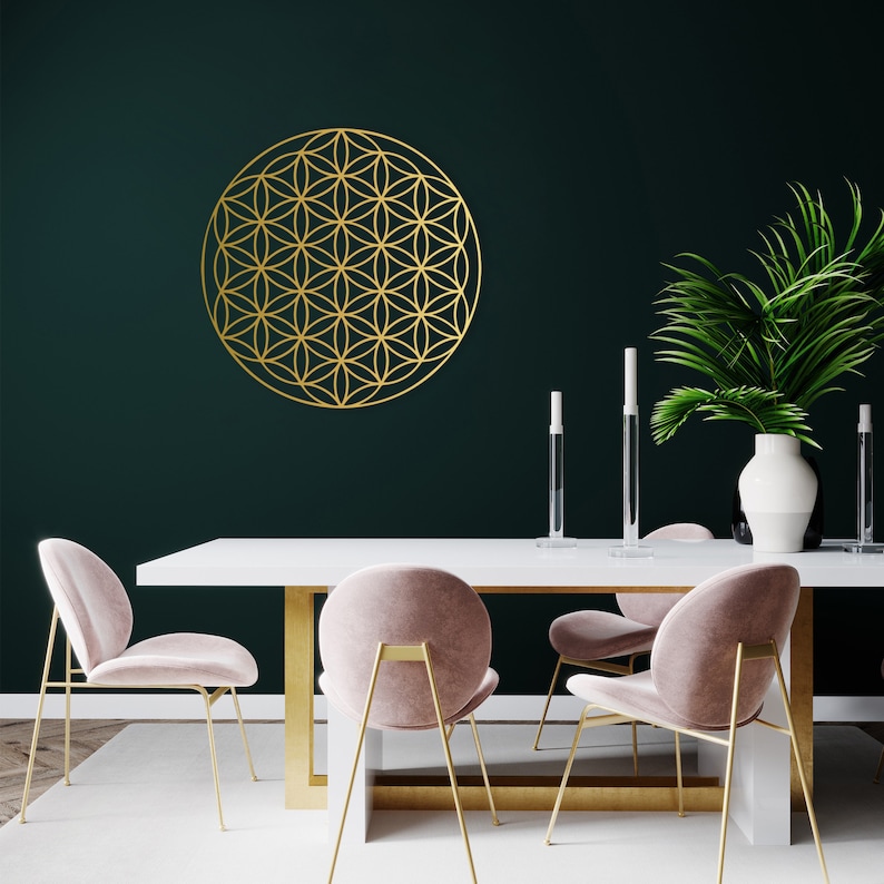 Flower of Life Metal Wall Art, Flower of Life Wall Decor, Wall Decor, Wall Hangings, Geometric Wall Art, Christmas Gift, Housewarming Gift Gold