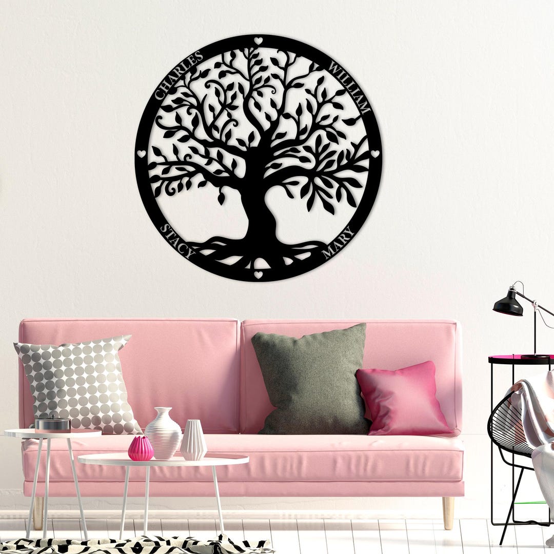 Personalized Metal Family Tree Wall Decor: Custom Name Sign - Etsy