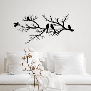 Metalen wand decor, vogels op tak, metalen vogels kunst aan de muur, vogels teken, woonkamer kunst aan de muur, interieur decoratie, wandkleden, vogels kunst afbeelding 10