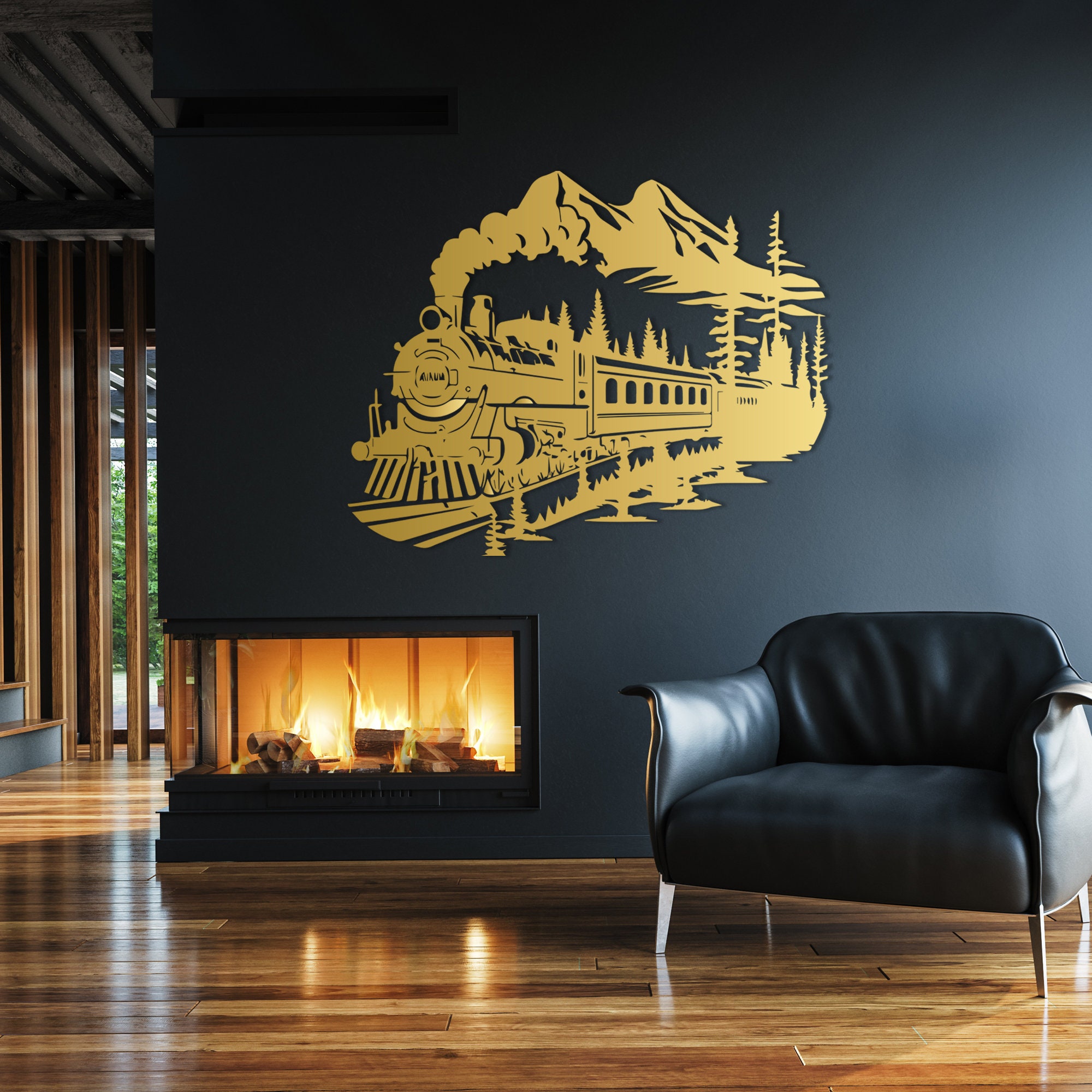 Steam Train Metal Wall Art: Nostalgic Railway Landscape Decor - Etsy