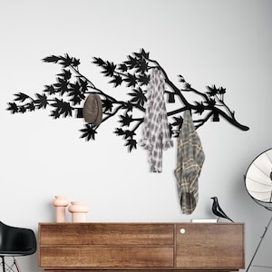 EXTRA LARGE Branch Coat Rack Metal Wall Hanger,Horizantal Tree Coat Rack, Metal Wall Decor Hooks, Modern Coat Rack Entryway Organizer