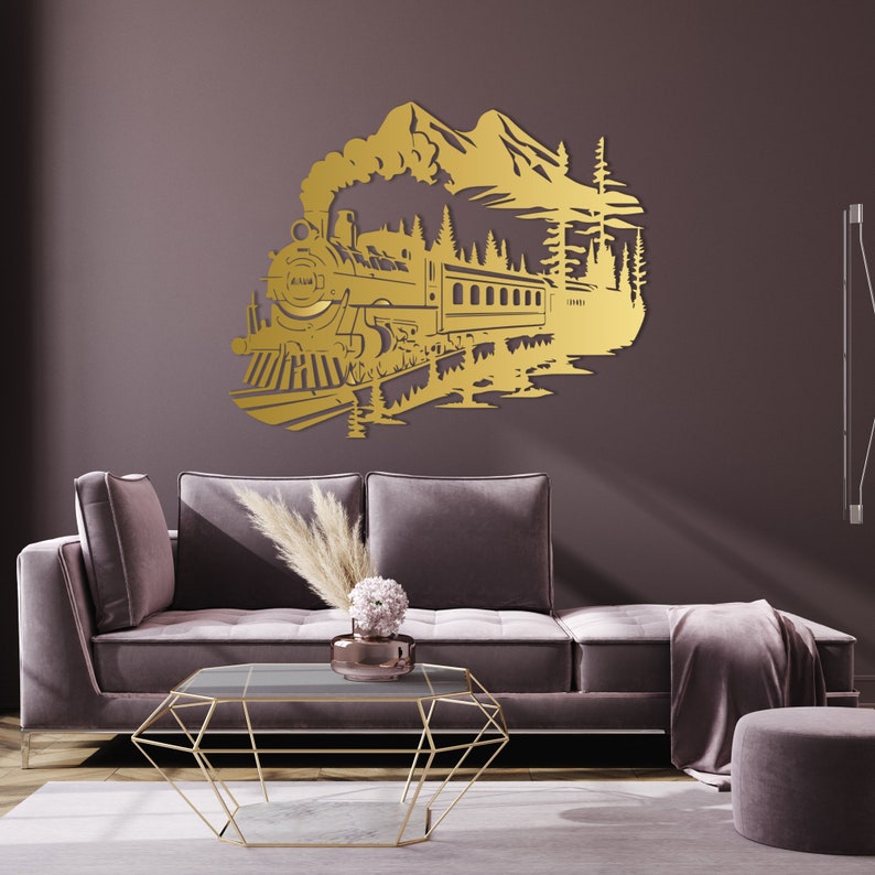Steam Train Metal Wall Art: Nostalgic Railway Landscape Decor - Etsy