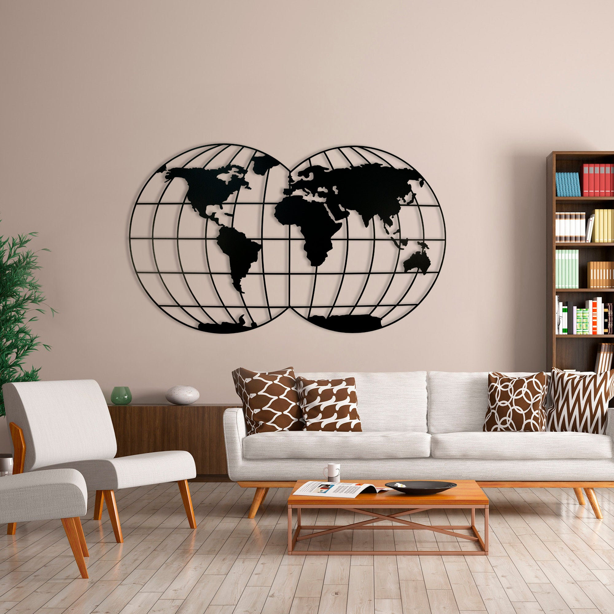 XL World Map Metal Wall Decor Metal Wall Art Decor 3D Metal Etsy