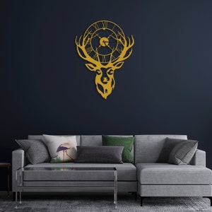 Deer Metal Wall Clock, Moose Metal Metal Clock, Metal Wall Decor, Home Office Decoration Modern Silent Movement 32X24 inches / 81x60 cm image 3