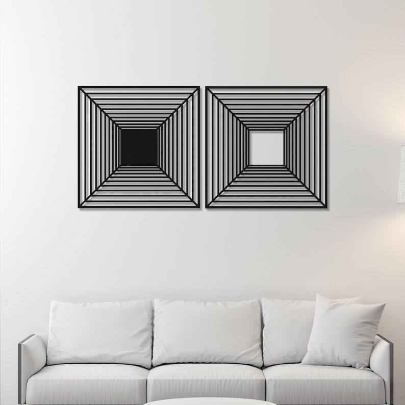 Metal Wall Art Square Optical Illusion Wall Art Optical Wall Etsy