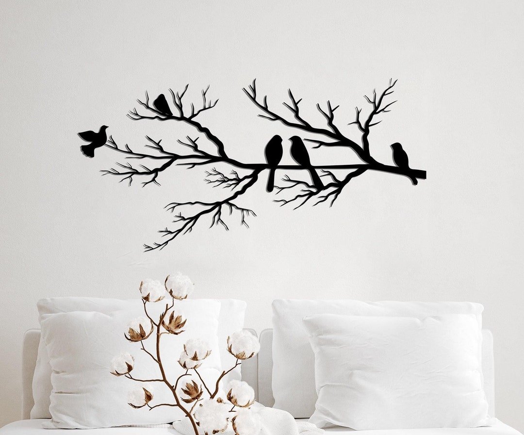 Metal Birds on Branch Wall Decor - Living Room Art - Etsy