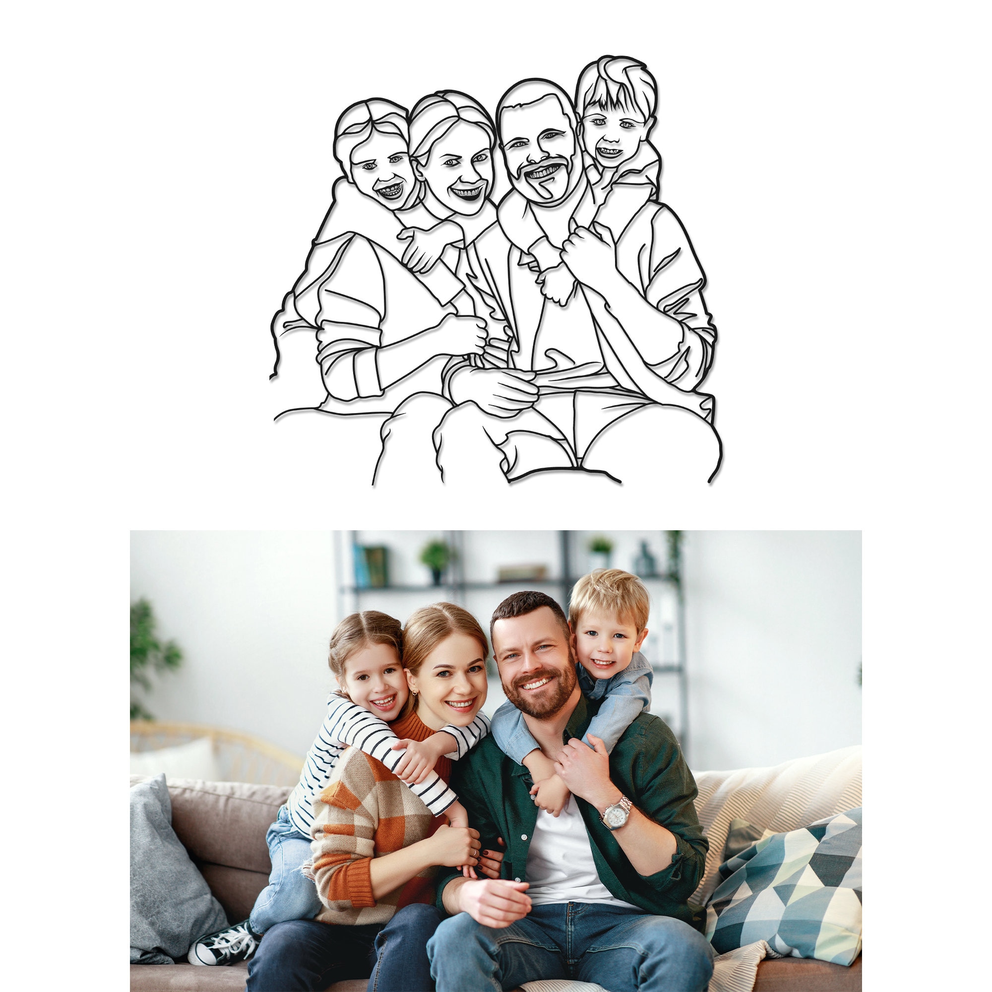 Personalized Metal Line Art: Custom Family Portrait Wall Decor - Etsy