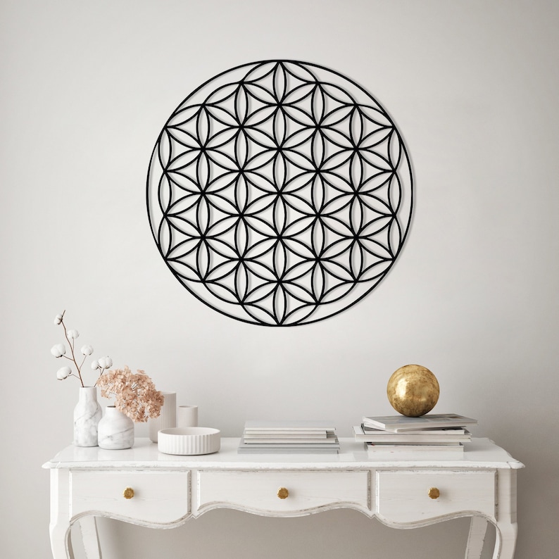 Flower of Life Metal Wall Art, Flower of Life Wall Decor, Wall Decor, Wall Hangings, Geometric Wall Art, Christmas Gift, Housewarming Gift Black