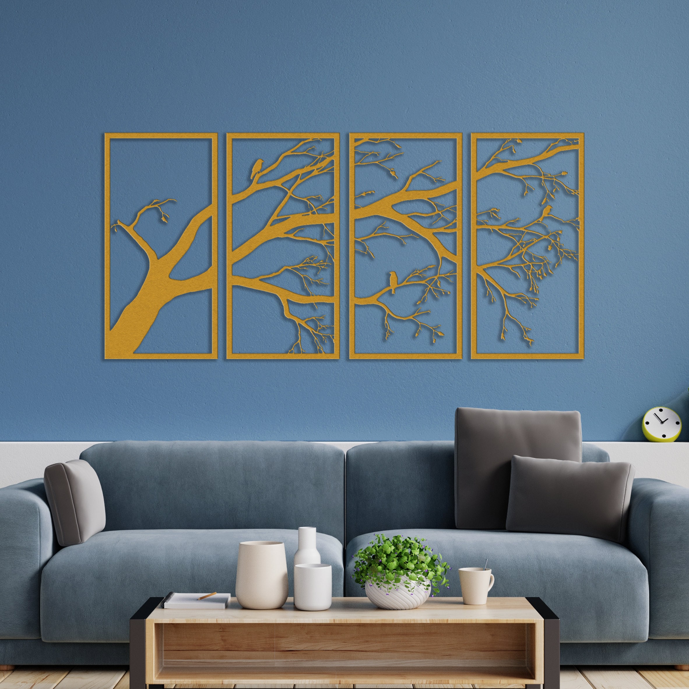 Metalen levensboom kunst aan de muur, levensboom met vogels op tak, stamboom teken wanddecoratie, metalen wandkleden woondecoratie voor keuken woonkamer slaapkamer binnen, 98cm