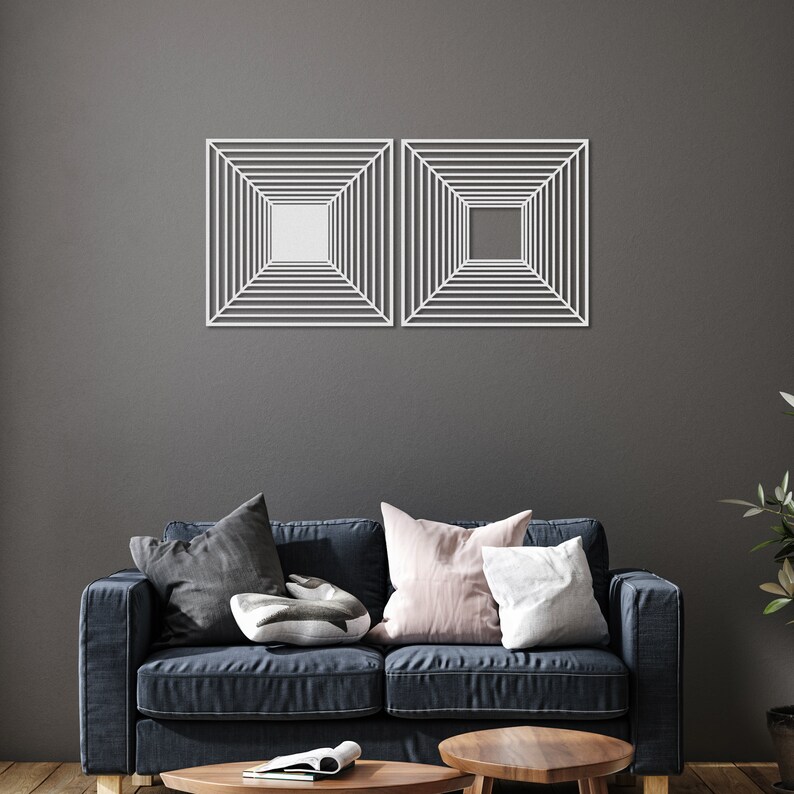 Metal Wall Art Square Optical Illusion Wall Art Optical Wall Etsy