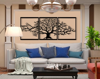 Arredamento Casa Moderno Ysislybin Decorazioni Parete Albero Metallo - Set 4 Pezzi Design Ramo Nero Per Interni Casa Albero Arte Parete Nero - 3