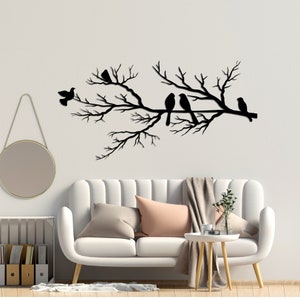 Metalen wand decor, vogels op tak, metalen vogels kunst aan de muur, vogels teken, woonkamer kunst aan de muur, interieur decoratie, wandkleden, vogels kunst afbeelding 8