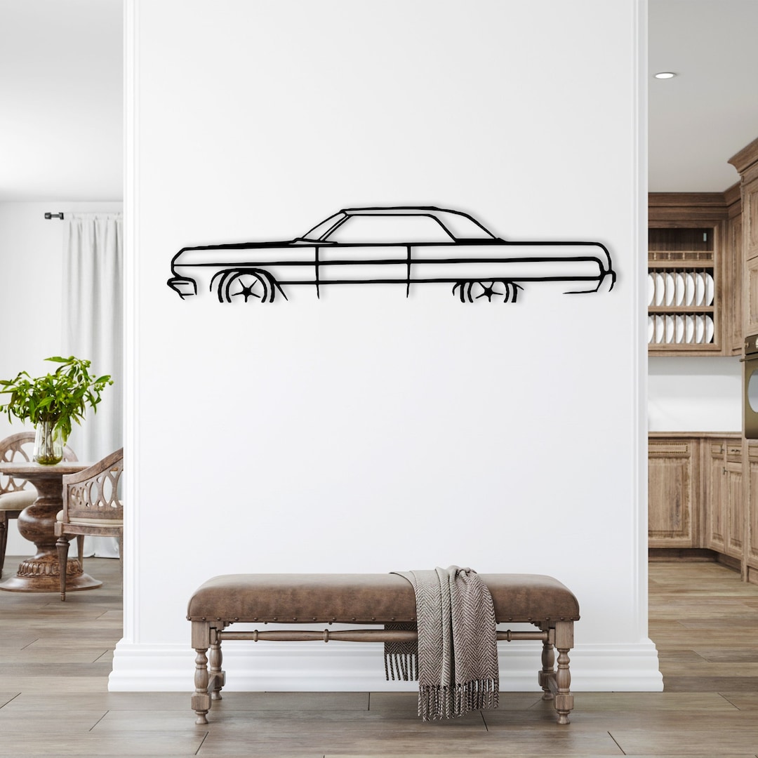1964 Chevrolet Impala Silhouette Metal Wall Art, Garage Wall Decor, Car