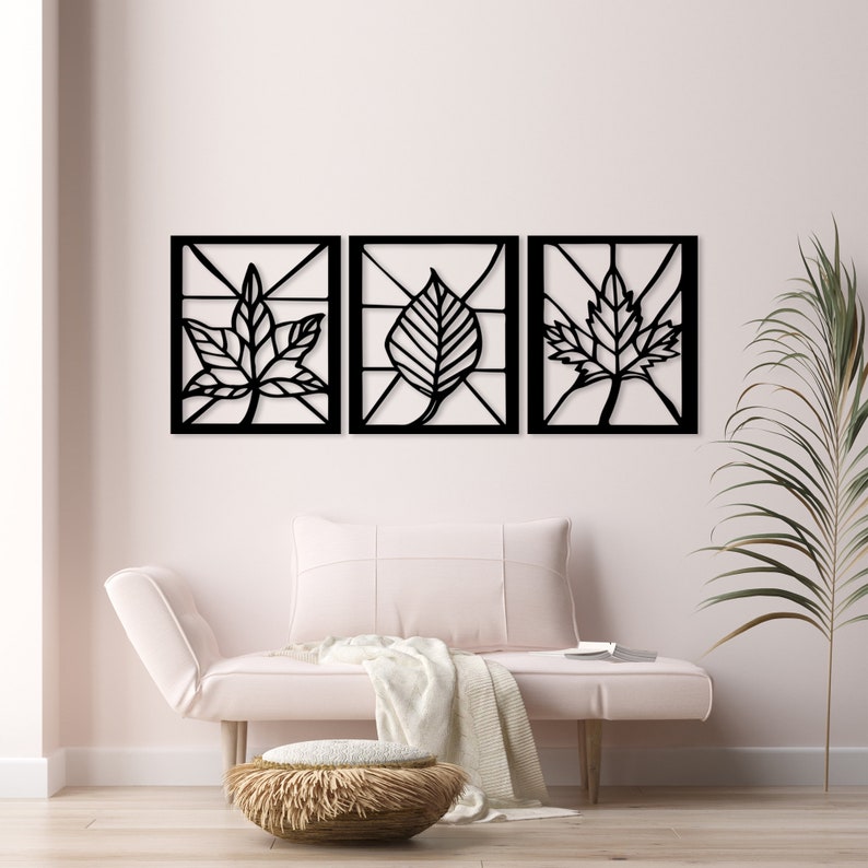 Triple Leaf Metal Wall Decor, Home Metal Decor, Art Work, Wall Art, Metal Art, Wall Decoration , Home Art 27X23in 69x59cm 3 pcs. image 10