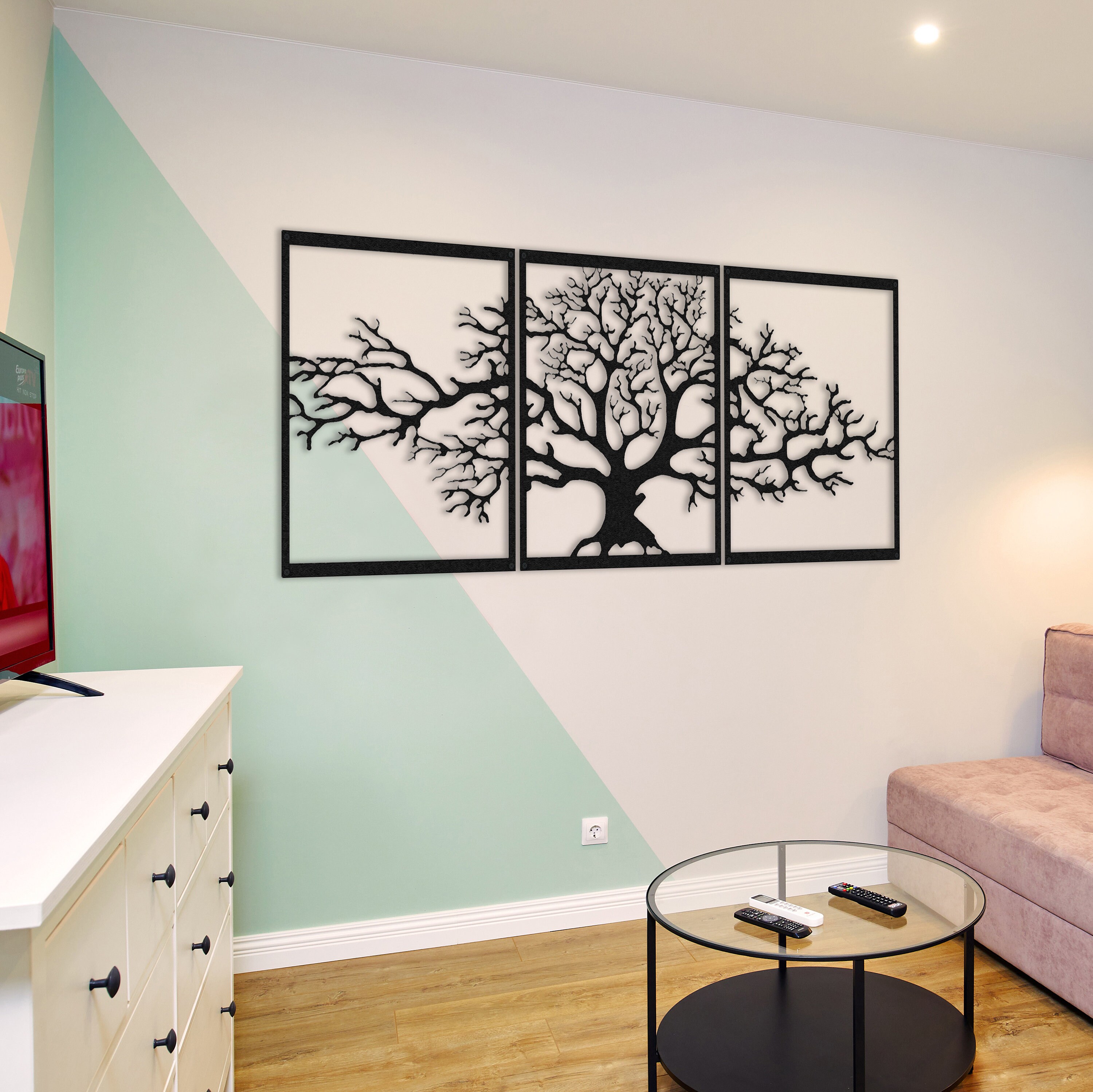 Metal Wall Art Metal Wall Decor Tree of Life 3 Panels Wall Etsy Canada