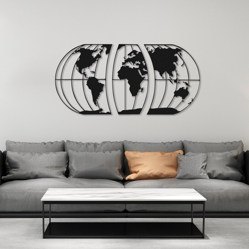 Metal World Map Metal Wall Decor Art Work World Map Wall Etsy