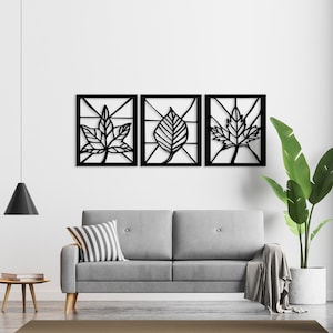 Triple Leaf Metal Wall Decor, Home Metal Decor, Art Work, Wall Art, Metal Art, Wall Decoration , Home Art 27X23in 69x59cm 3 pcs. image 5