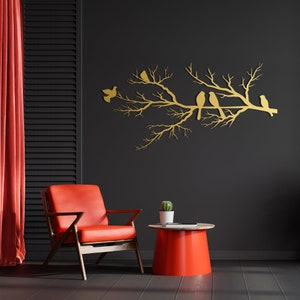 Metalen wand decor, vogels op tak, metalen vogels kunst aan de muur, vogels teken, woonkamer kunst aan de muur, interieur decoratie, wandkleden, vogels kunst afbeelding 5