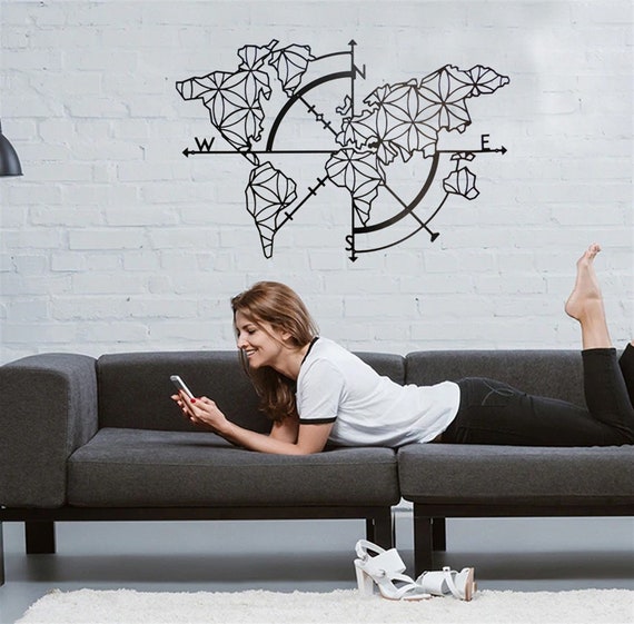 Metal World Map Metal Wall Decor Metal Art Wall Decoration Home