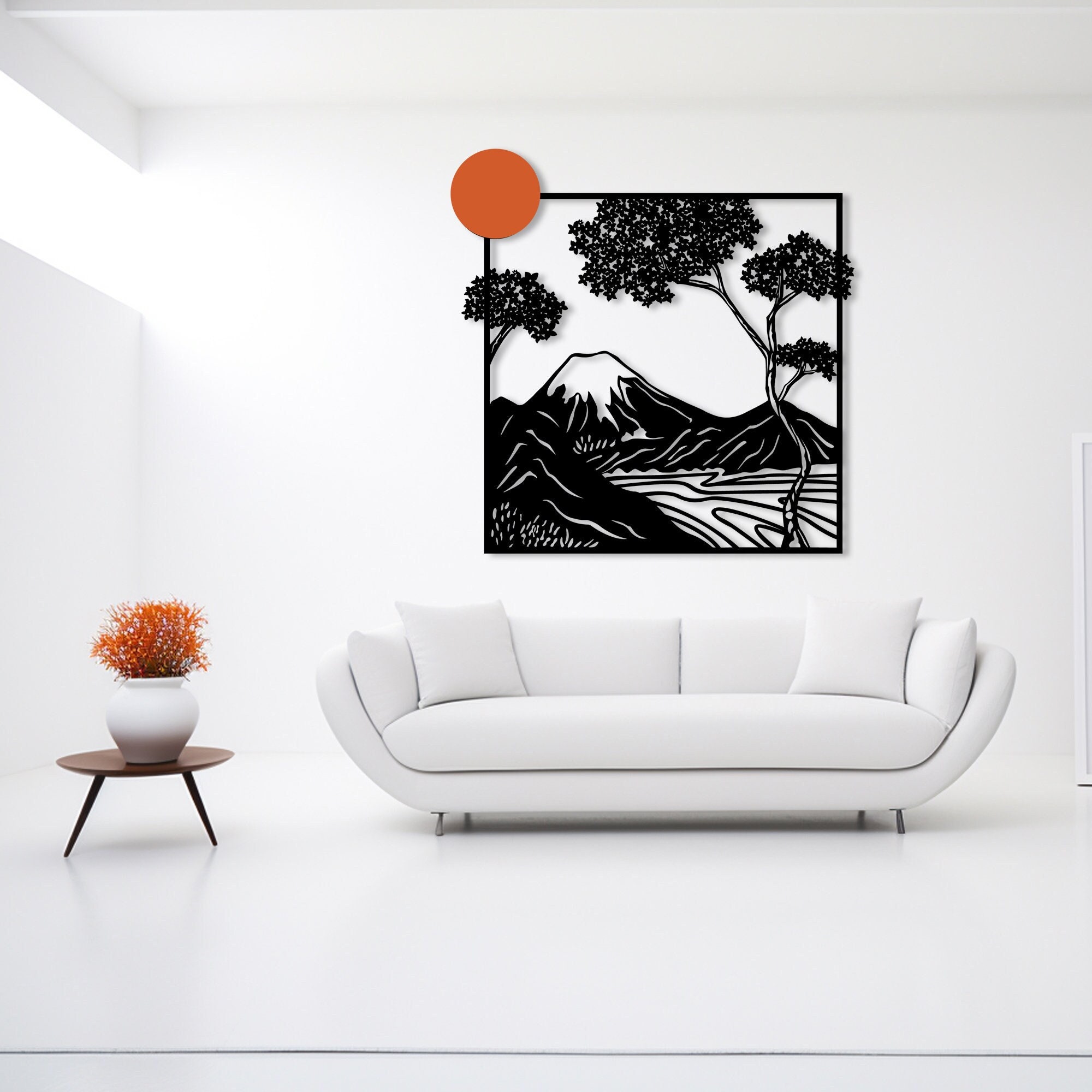 Mountain Fuji Metal Wall Art: Geometric Landscape Decor