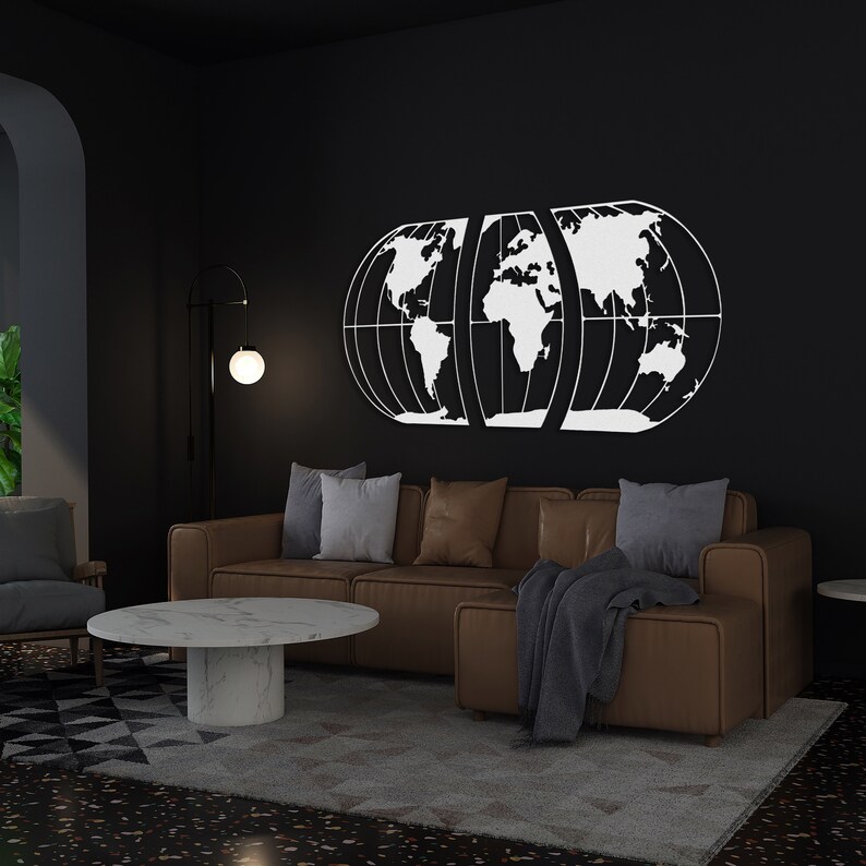 Metal World Map Metal Wall Decor Art Work World Map Wall Etsy