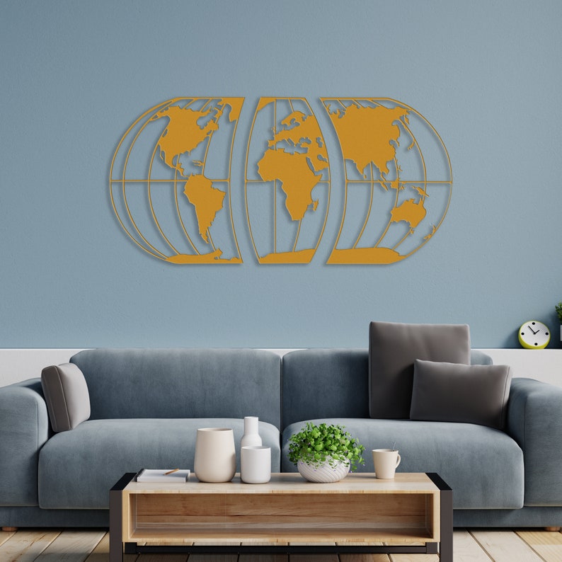 Metal World Map Metal Wall Decor Art Work World Map Wall Etsy