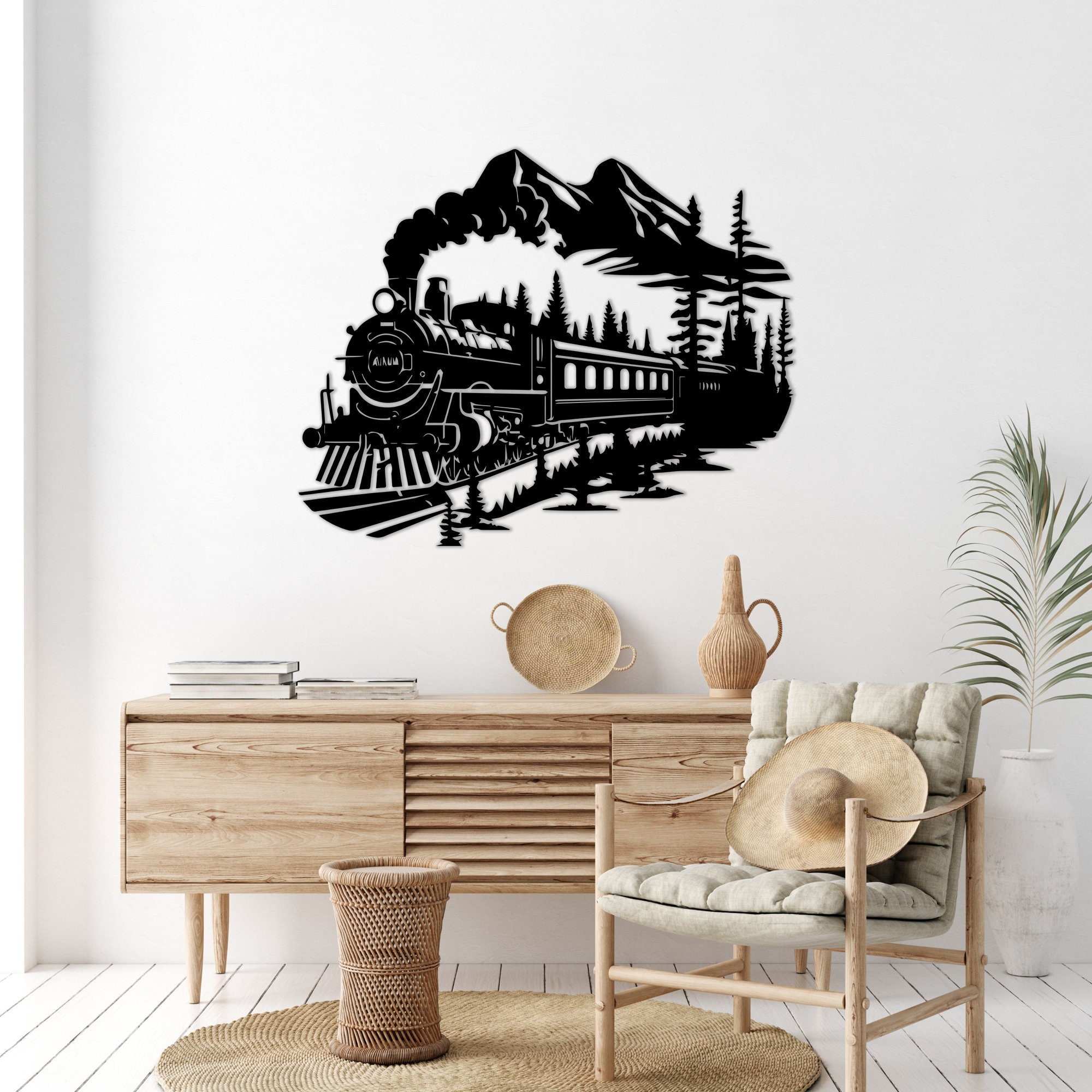 Steam Train Metal Wall Art: Nostalgic Railway Landscape Decor - Etsy
