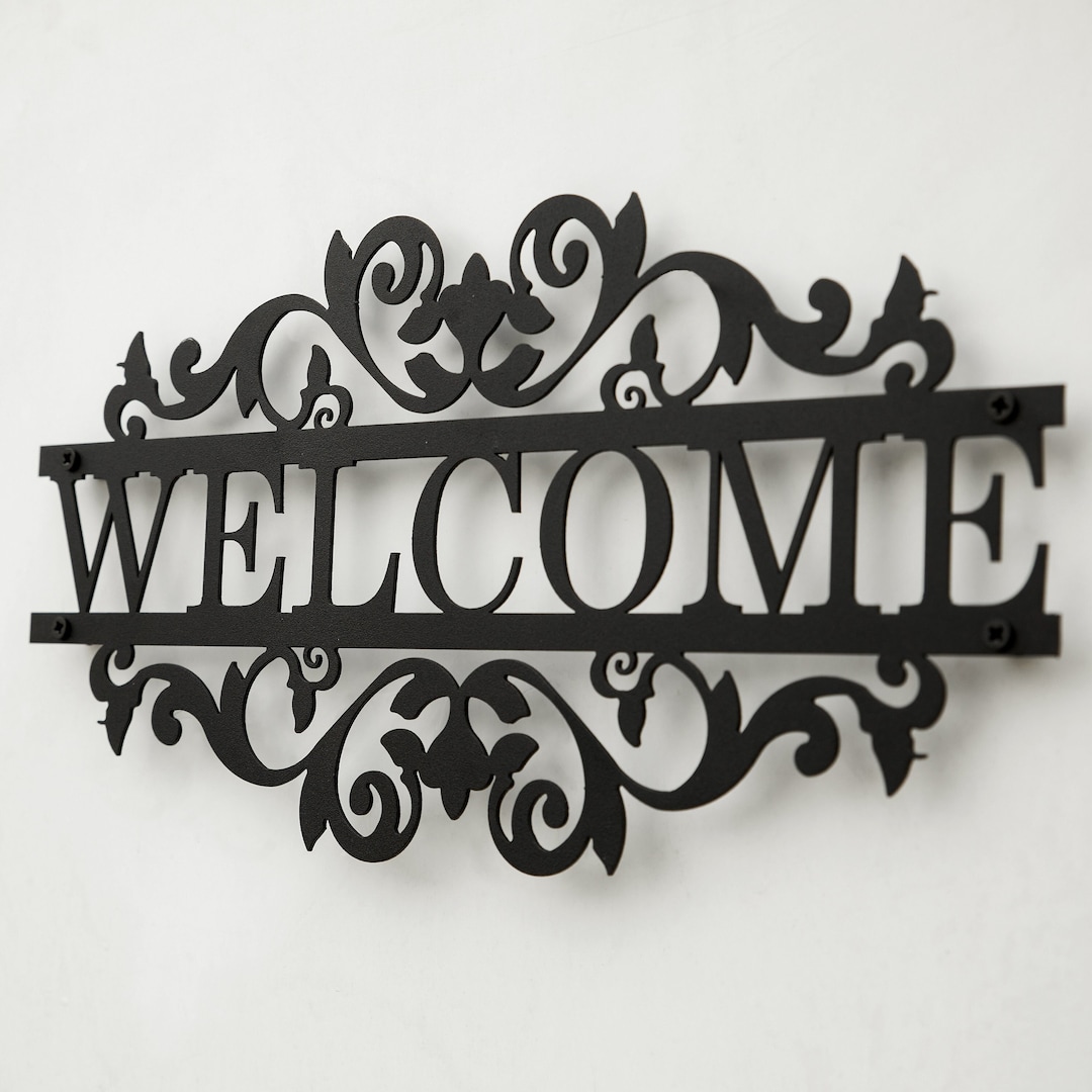 Black Metal Welcome Sign: Front Porch Decor (35x20cm/14x8in) - Etsy