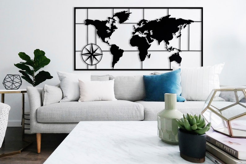 World Map Metal, Wall Decor, Metal World Map, Metal Wall Decor, Art Work, Home Wall Art, Metal Art, Wall Decoration 38x19in98x49cm image 4