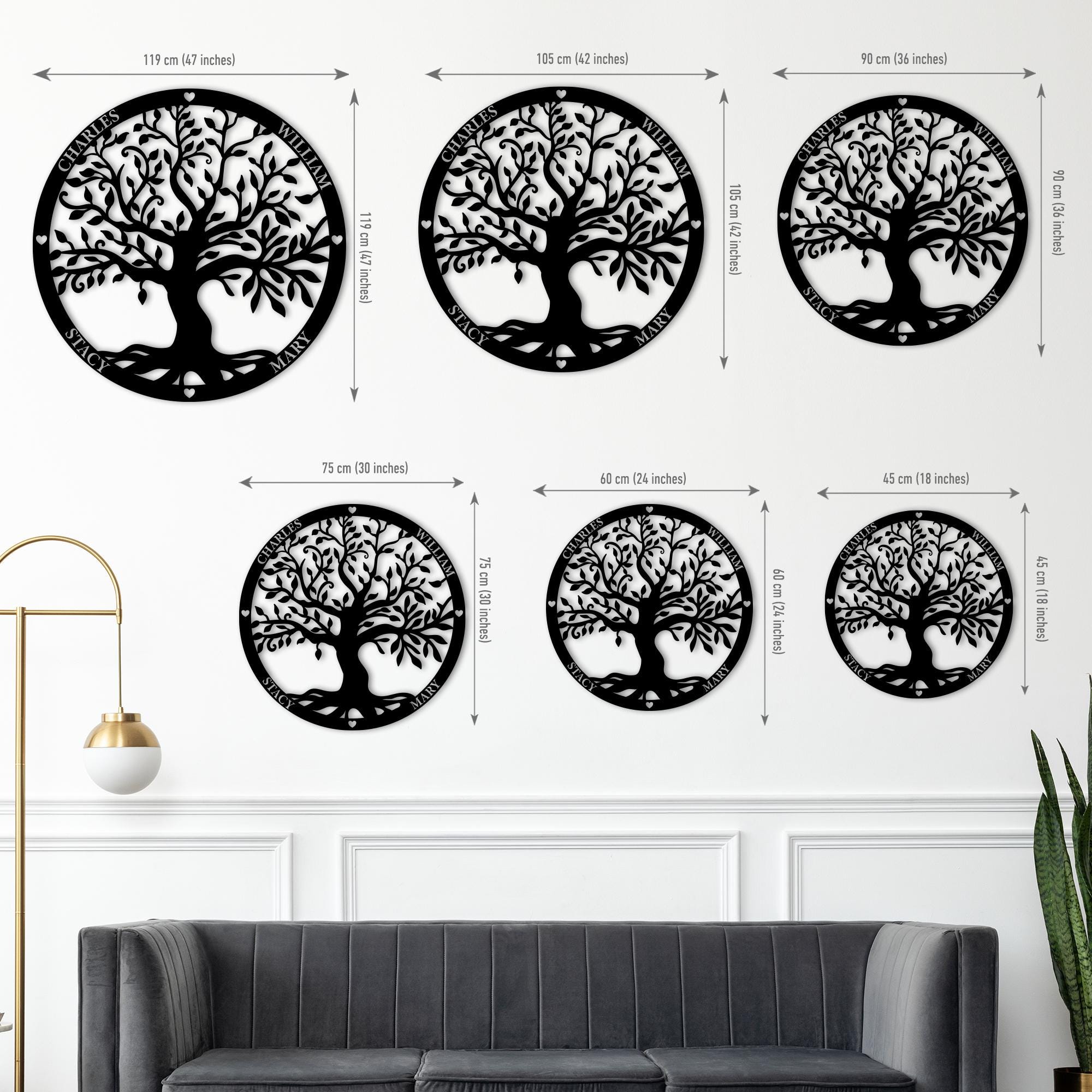 Personalized Metal Family Tree Wall Decor: Custom Name Sign - Etsy