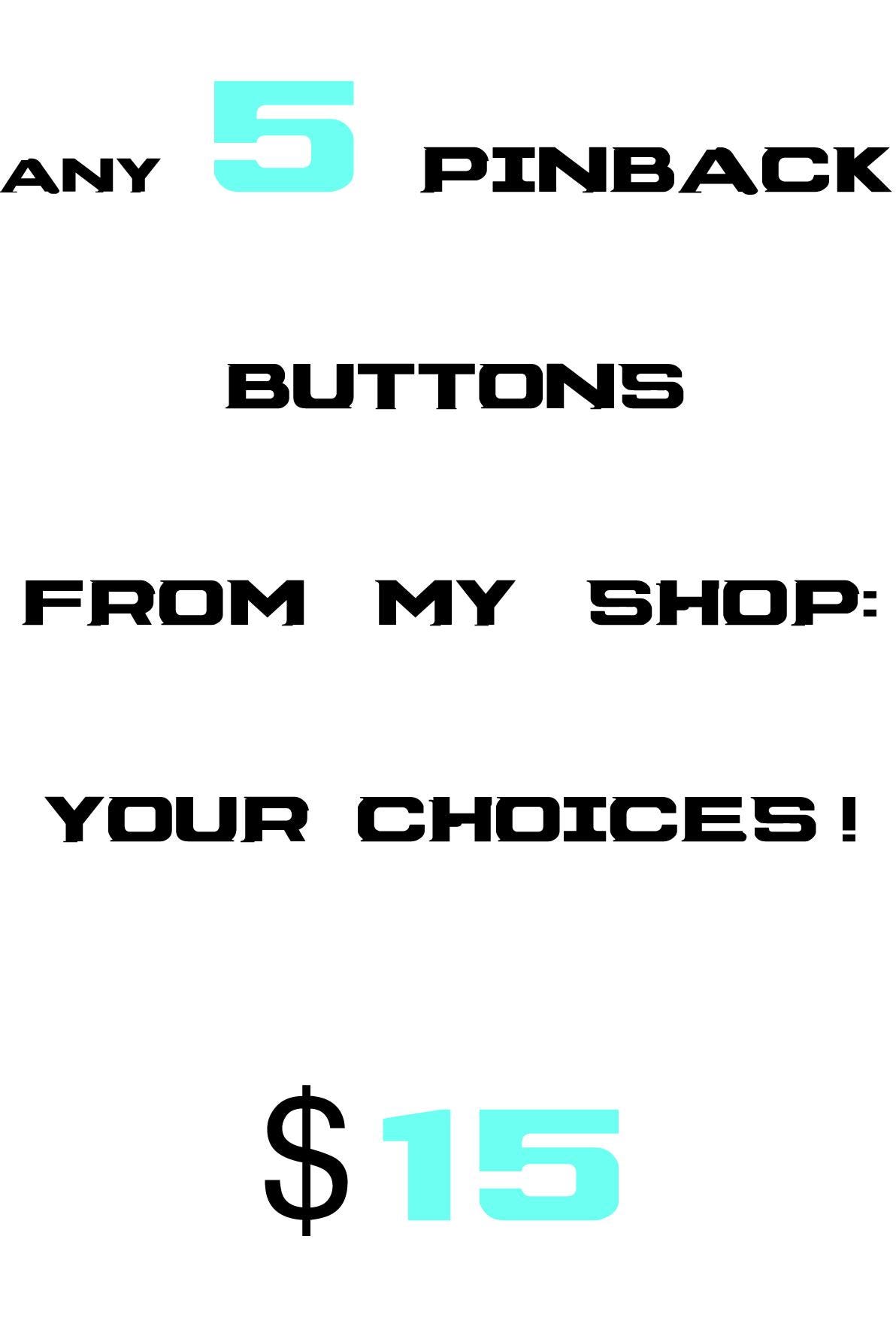 5 Pinback Buttons - Etsy