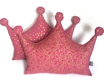 2 cushions crowns pink/gold