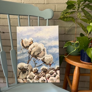Cotton Field, Cotton Painting, Cotton Farm, Field of Cotton Painting, Cotton Crops, 3/4 in. Wrapped Canvas