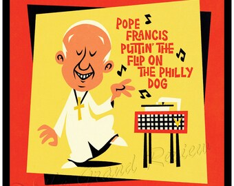 Pope Francis dances to The Philly Dog in Philadelphia, LP cover size for an LP cover frame!