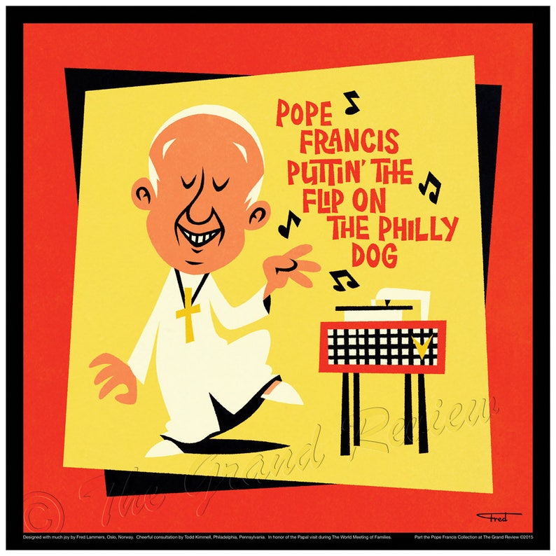 Pope Francis dances The Philly Dog in Philadelphia. LP cover size for an LP cover frame image 1