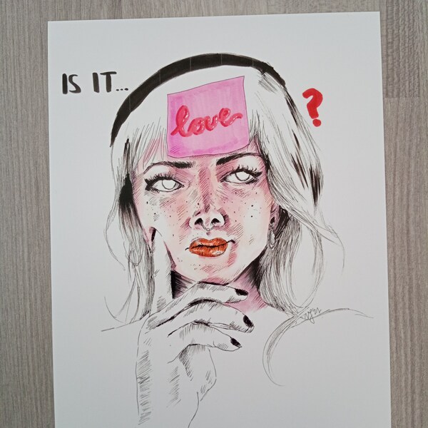 Kunstdruck Postkarte A5 A6 "Is it love?"