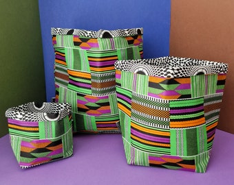 Lolly & Kiks Fabric Storage Baskets | Kofi Kente Wax Print