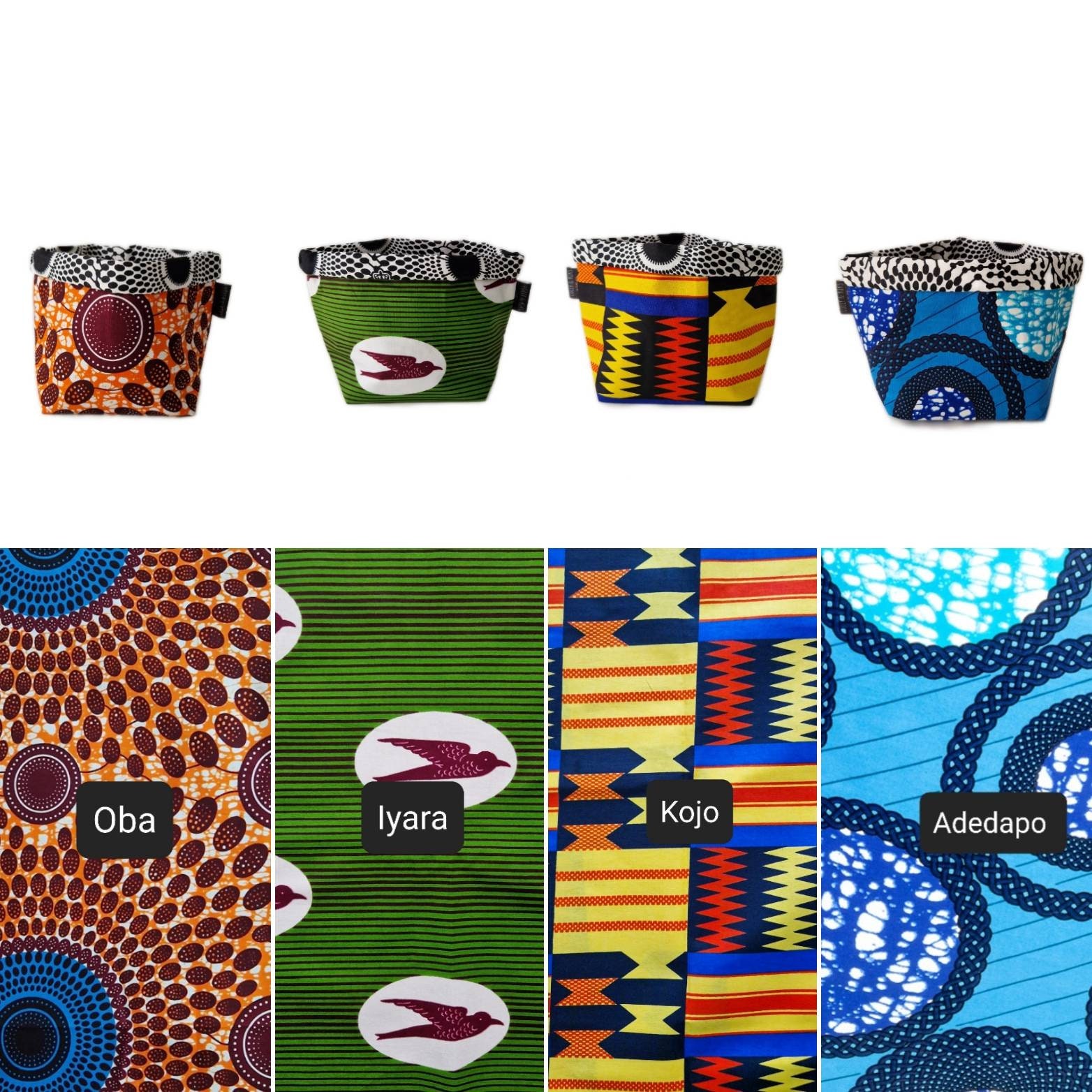 Small Fabric Storage Bag African Print Basket Pot Etsy