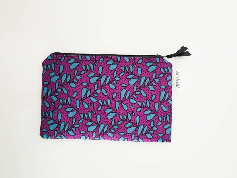 Wax Print Pencil Case Purple Blue African Print Stationery African Print Make Up Bag Lolly /& Kiks Dami Print Ankara Make Up Pouch