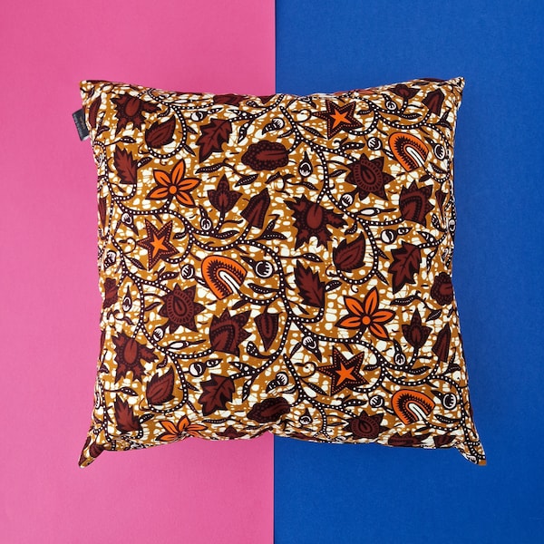 African Print Cushion Cover 50x50cm (20x20")/ 40×40cm (16x16") Ankara Pillow Cover with Zip | Kwesi Print